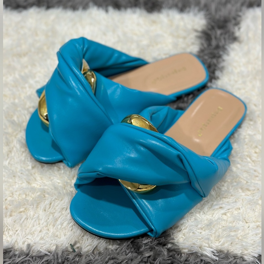 Soft  Slides Women Flat Slippers Summer Outdoor Open Toe Metal Buckle Sandals